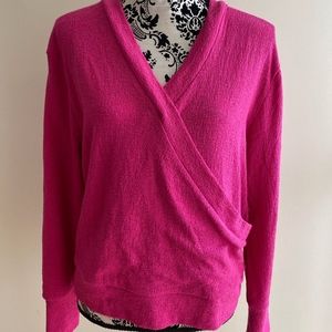 J. Crew Magenta faux wrap textured shirt NWT
